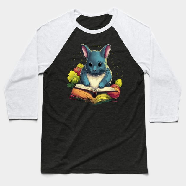 Chinchilla Reads Book Baseball T-Shirt by JH Mart